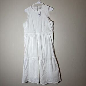 J.CREW Airy Gauze Tiered Maxi Dress Size 12 White NEW Cotton Casual Flowy Lined